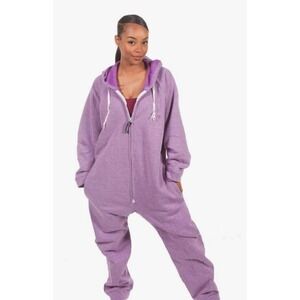 Forever‎ Lazy Onesie Adult S Purple Hooded Footed Pajamas Jumpsuit Loungewear